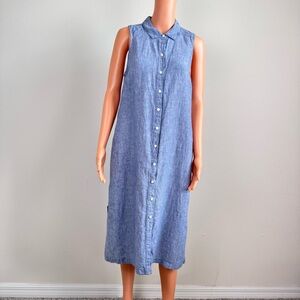 Tommy Bahama Two Palms Linen Shirt Dress Midi Length Sleeveless
